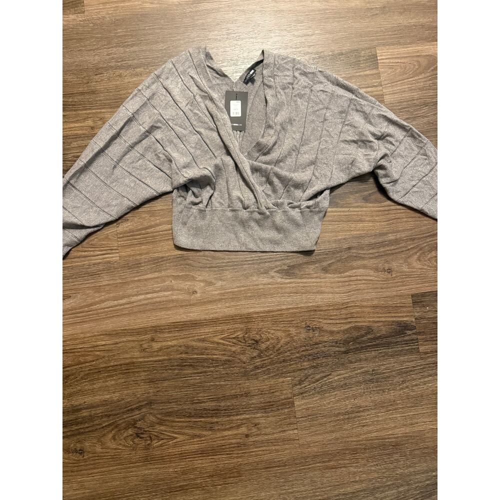 Fashion Nova Stella Cropped Sweater | Gray | NWT | XL